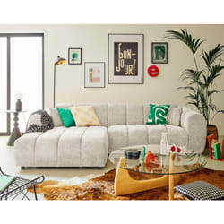 Curtis - canapé d'angle gauche 4 places en tissu texturé - beige