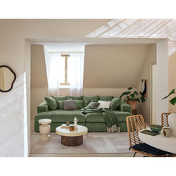 Collins - canapé droit 4 places avec double méridienne - assise profonde - en velours texturé