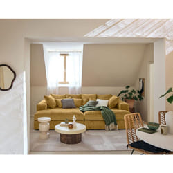 Collins - canapé droit 4 places avec double méridienne - assise profonde - en velours texturé