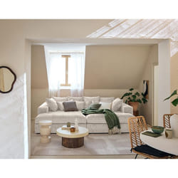 Collins - canapé droit 4 places avec double méridienne - assise profonde - en velours texturé