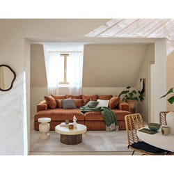 Collins - canapé droit 4 places avec double méridienne - assise profonde - en velours texturé