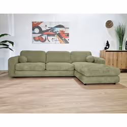 Rachel - Canapé dangle droit 4 places en tissu bouclette - Vert