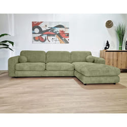 Rachel - Canapé dangle droit 4 places en tissu bouclette - Vert