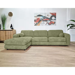 Rachel - Canapé dangle gauche 4 places en tissu bouclette - Vert