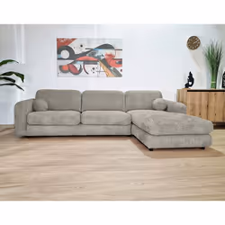 Rachel - Canapé dangle droit 4 places en tissu bouclette - Taupe
