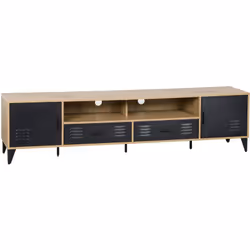 Tribeca - meuble tv - bois et métal noir - 200 cm