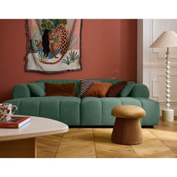 Ray - canapé droit 4 places avec double méridienne - assise profonde - en tissu texturé