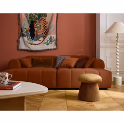Ray - canapé droit 4 places avec double méridienne - assise profonde - en tissu texturé