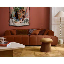 Ray - canapé droit 4 places avec double méridienne - assise profonde - en tissu texturé