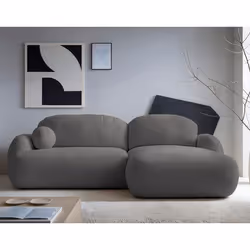 Berenice - canapé d'angle droit 4 places convertible avec coffre en tissu bouclette