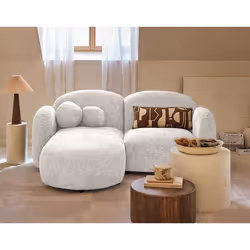 Velris - Canapé d'angle gauche 3 places en tissu moucheté