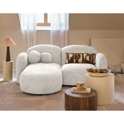Velris - Canapé d'angle gauche 3 places en tissu moucheté