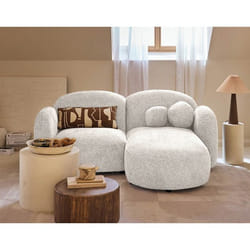 Velris - Canapé d'angle droit 3 places en tissu moucheté