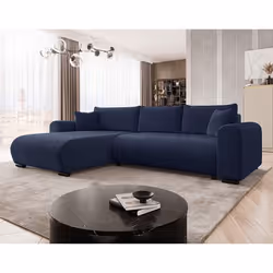 Rosalie - Canapé d'angle réversible 4 places convertible avec coffre en velours texturé