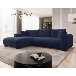 Rosalie - Canapé d'angle réversible 4 places convertible avec coffre en velours texturé