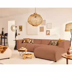 Suaro - Canapé modulable d'angle droit 5 places en tissu texturé