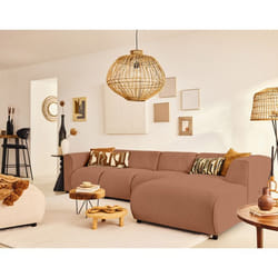 Suaro - Canapé modulable d'angle droit 5 places en tissu texturé