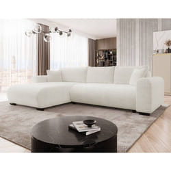 Rosalie - canapé d'angle réversible 4 places convertible avec coffre en velours texturé