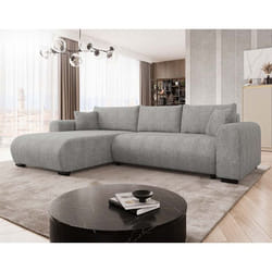 Rosalie - Canapé d'angle réversible 4 places convertible avec coffre en tissu bouclette