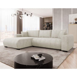 Rosalie - canapé d'angle réversible 4 places convertible avec coffre en tissu bouclette