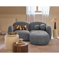 Velris - Canapé d'angle droit 3 places en tissu moucheté