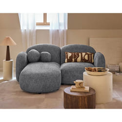 Velris - Canapé d'angle gauche 3 places en tissu moucheté