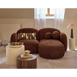 Velris - Canapé d'angle droit 3 places en tissu moucheté