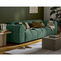 Lisa Design - Ray - canapé droit 3 places en tissu texturé - vert sauge