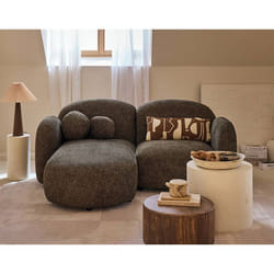Velris - Canapé d'angle gauche 3 places en tissu moucheté