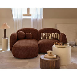 Velris - Canapé d'angle gauche 3 places en tissu moucheté
