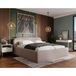 Orane - lit coffre - 180x200 cm - en tissu bouclette - rose