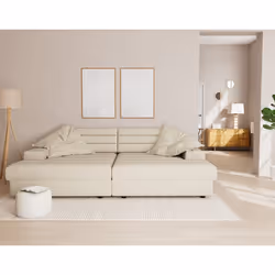 Giulia - canapé droit 4 places double méridienne - assise profonde - en tissu texturé