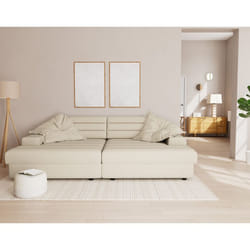 Giulia - canapé droit 4 places double méridienne - assise profonde - en tissu texturé