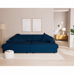 Giulia - canapé droit 4 places double méridienne - assise profonde - en tissu texturé