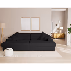 Giulia - canapé droit 4 places double méridienne - assise profonde - en tissu texturé