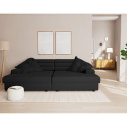 Giulia - canapé droit 4 places double méridienne - assise profonde - en tissu texturé