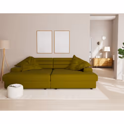 Giulia - canapé droit 4 places double méridienne - assise profonde - en tissu texturé