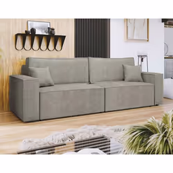 Cezanne - Canapé droit 3 places convertible avec coffre en tissu texturé