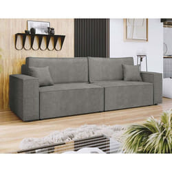 Cezanne - Canapé droit 3 places convertible avec coffre en tissu texturé