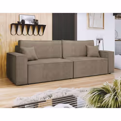 Cezanne - Canapé droit 3 places convertible avec coffre en tissu texturé