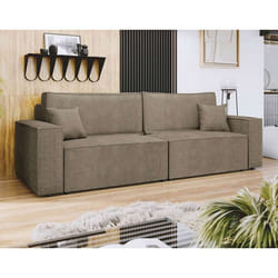 Cezanne - Canapé droit 3 places convertible avec coffre en tissu texturé