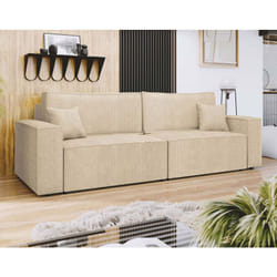 Cezanne - canapé droit 3 places convertible avec coffre en tissu texturé