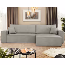 Cezanne - Canapé d'angle réversible 5 places convertible avec coffre en tissu texturé