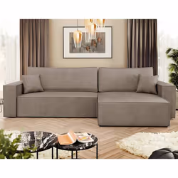 Cezanne - Canapé d'angle réversible 5 places convertible avec coffre en tissu texturé