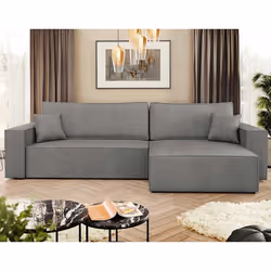 Cezanne - Canapé d'angle réversible 5 places convertible avec coffre en tissu texturé