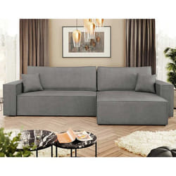 Cezanne - Canapé d'angle réversible 5 places convertible avec coffre en tissu texturé