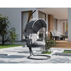 Bestmobilier - Namu - fauteuil suspendu avec pare-soleil - en tissu - noir / gris