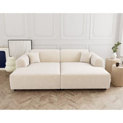 Aumance - canapé droit 4 places avec double méridienne assise profonde en velours texturé