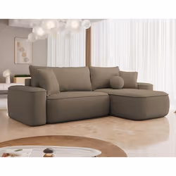 Enma - Canapé d'angle réversible 4 places convertible avec coffre en tissu texturé