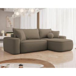 Enma - Canapé d'angle réversible 4 places convertible avec coffre en tissu texturé